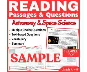Science Reading SAMPLE Passage: Astronomy and Space (FILLABLE PDF)