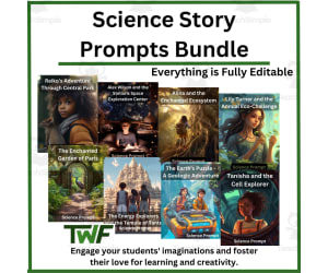 Science Story Prompt Bundle for Grade 7-10 Science-Fully Editable Grow