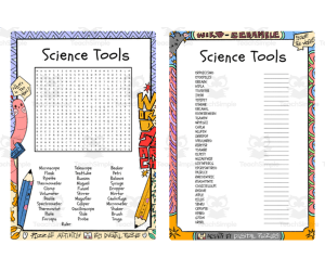 Science Tools word search & scramble