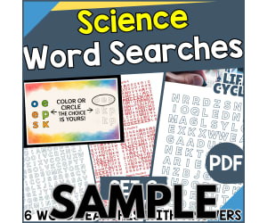 Science Word Search - Set 2: 1 Page Sample (PDF)