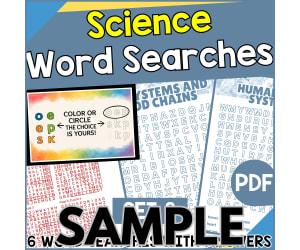 Science Word Search - Set 3: 1 Page Sample (PDF)
