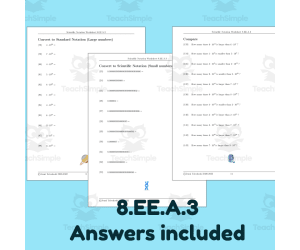 Scientific Notation Worksheet for 8.EE.A.3