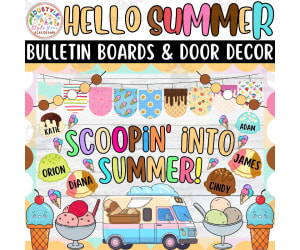 Scoopin' into summer!: Ice Cream Bulletin boards And door Decor kit