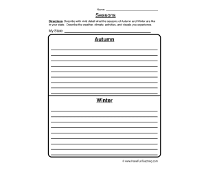 Seasons Descriptions Worksheet