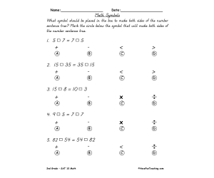 Second Grade Math Skills Test Practice