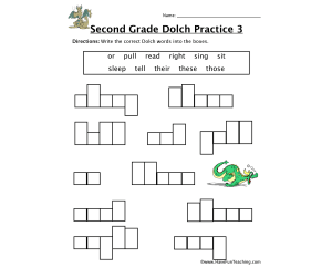 Second Grade Sight Words O to T Worksheet