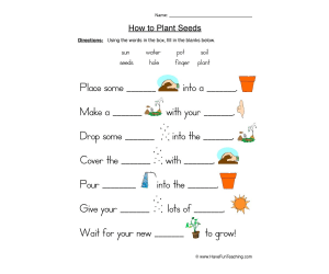 Seeds Plants Fill in the Blanks Worksheet