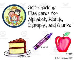 Self-Checking Flash Cards | Alphabet, Blends, Digraphs & Chunks