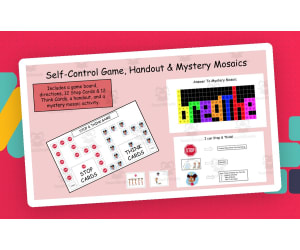 Self-Control SEL Game, SEL poster, and Mystery Mosaic Activity SEL Gam
