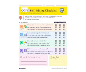 Self-Editing COPS Cards- Help your Students Proofread Their Own Work