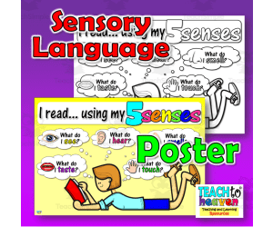 Sensory Language: Poster 1 (I read using my 5 senses...)