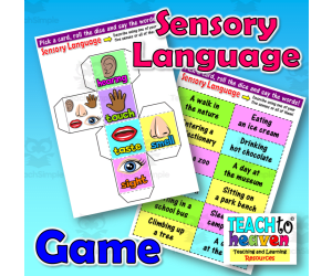 Sensory Language: Roll and tell! (A rolling die game with task cards)