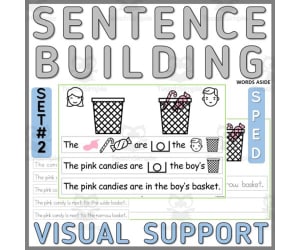 Sentence Building with Visual Structure Task Cards Center 2