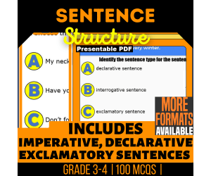 Sentence Structure Practice - Grade 3-4 Grammar Presentable PDF