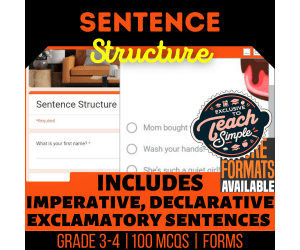 Sentence Structure Practice Questions - Grade 3-4 Grammar (Forms)