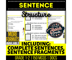 Sentence Structure Practice Questions - Grades 1-2 Grammar (Docs)