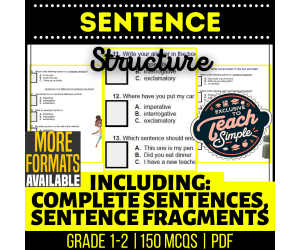 Sentence Structure Practice Questions - Grades 1-2 Grammar (PDF)