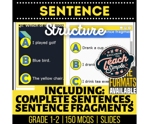 Sentence Structure Practice Questions - Grades 1-2 Grammar (Slides)