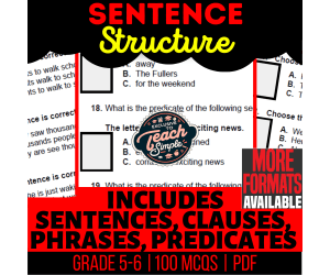 Sentence Structure Practice Questions - Grammar Grade 5-6 (PDF)