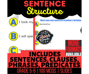 Sentence Structure Practice Questions - Grammar Grade 5-6 (Slides)