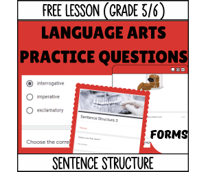 Sentence Structure Sample Lesson - Grammar Grade 5-6 (Forms)
