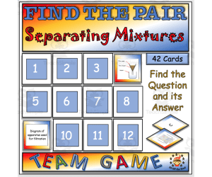 Separating Mixtures - Find the Pair Game for Middle School
