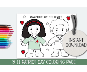 September 11th Coloring Sheet, 9-11 Kindergarten Activity, Patriot Day