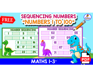 SEQUENCING NUMBERS WORKSHEETS 1 to 100 | DInosaur Theme