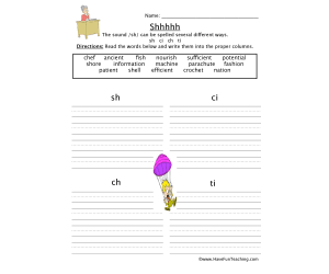 SH CI CH TI Worksheet
