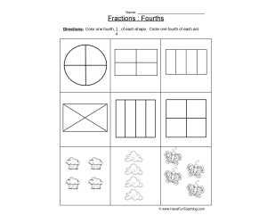 Shading Fractions Fourths Worksheet