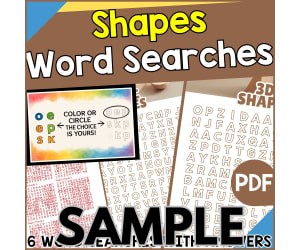Shapes Word Searches: 1 Page Sample (PDF)