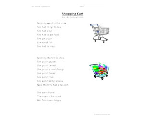 Shopping Cart Reading Comprehension Worksheet