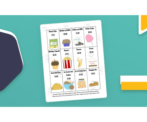 Shopping for Snacks Math Activity