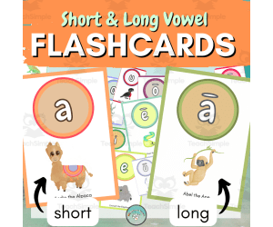 Short and Long Vowel Flashcards - Phonics Review and Letter Recognition