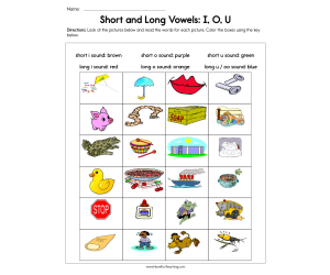 Short and Long Vowels I O U Worksheet