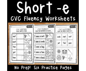 Short e CVC Worksheets