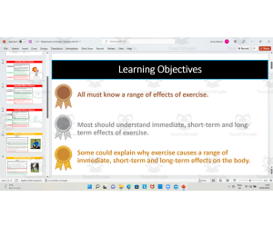 Short, Medium and Long Term Effects of Exercise