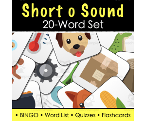 Short o Vowel Sound Words - Vocabulary Lists, Tests, BINGO, and Flash Cards