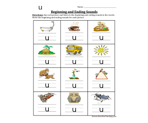 Short U Beginning and Ending Sounds Worksheet