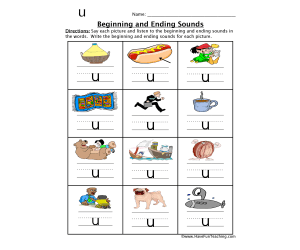 Short U Words Beginning and Ending Sounds Worksheet