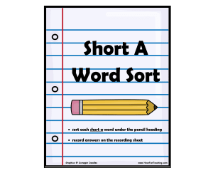 Short Vowel A Word Sort Activity