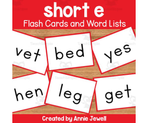 Short Vowel Flash Cards and Word Lists - Short e