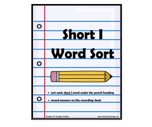 Short Vowel I Word Sort Activity