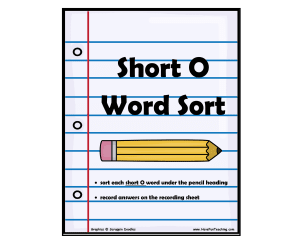 Short Vowel O Word Sort Activity