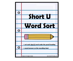 Short Vowel U Word Sort Activity