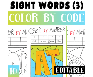 Sight Word Editable Color By Code Worksheet Activity For 1st Grade (3)