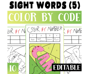 Sight Word Editable Color By Code Worksheet Activity For 1st Grade (5)