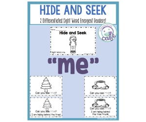 Sight Word Emergent Reader: Hide and Seek Printable Booklets | "me" sight word