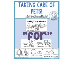 Sight Word Emergent Reader: Taking Care of Pets Printable Booklet | "for" sight word