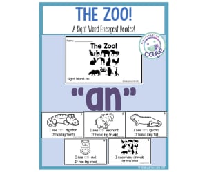 Sight Word Emergent Reader: The Zoo Printable Booklet | "an" sight word